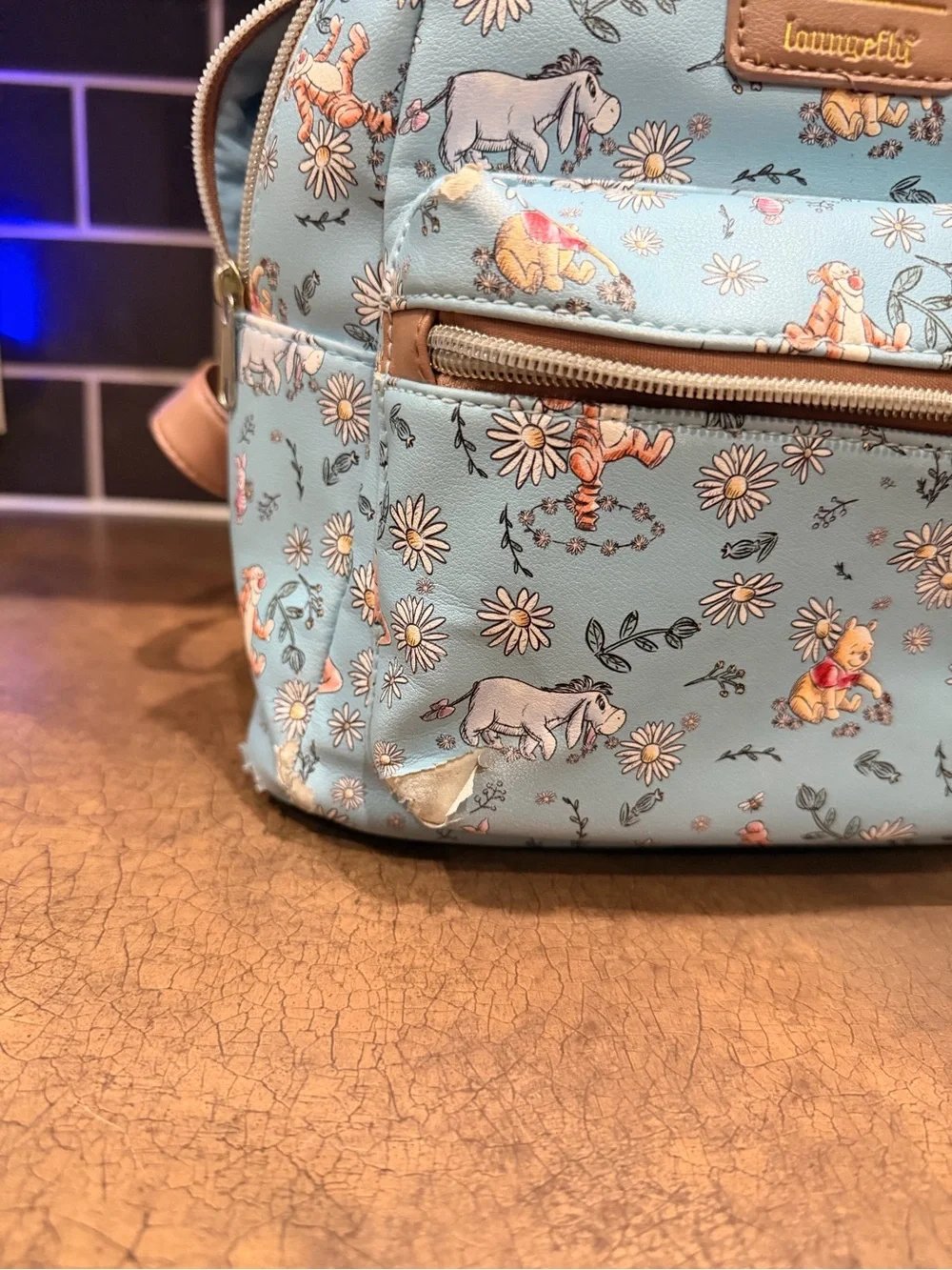 Loungefly Disney Winnie the Pooh Light Blue Floral Mini Backpack